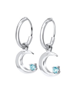 Moon CZ Silver Hoop Earring HO-1654